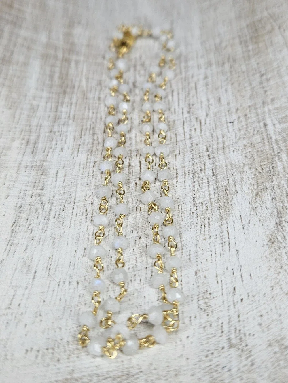 18k Gold Vermeil Moonstone Choker Necklace 16